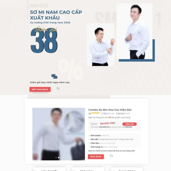 Theme WordPress landing page bán áo sơ mi