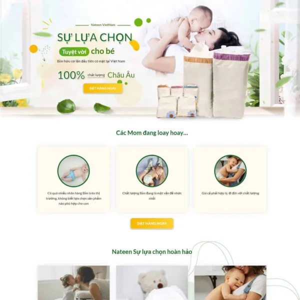 Theme WordPress landing page bỉm cho bé