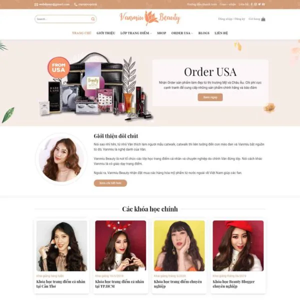 Theme WordPress khóa học dạy trang điểm