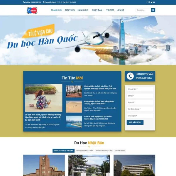 Theme WordPress công ty du học Hàn Quốc