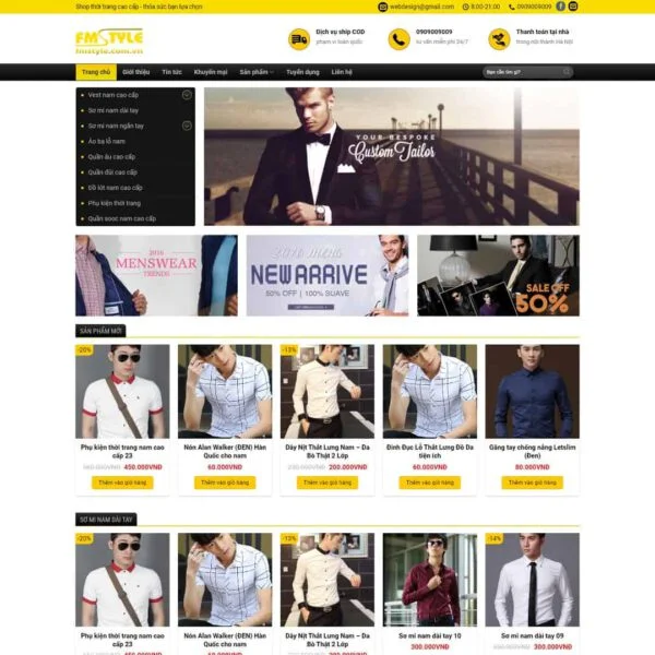 Theme WordPress shop thời trang nam