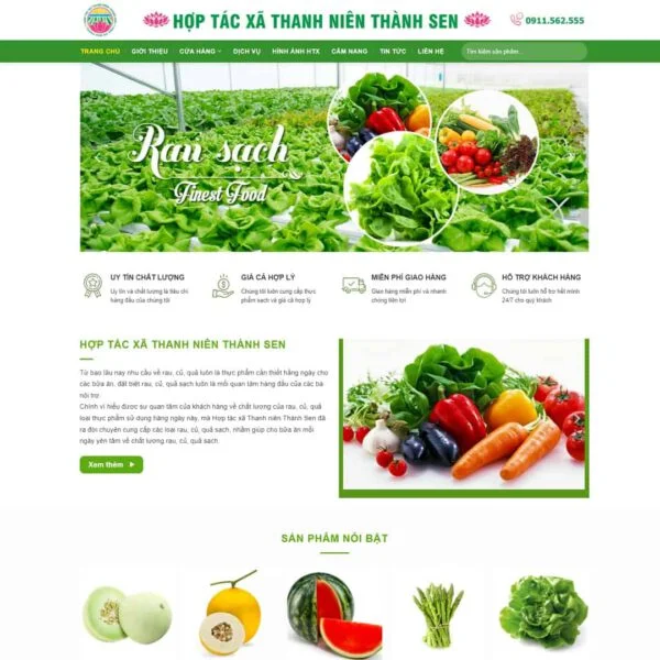 Theme WordPress hợp tác xã nông sản, rau sạch