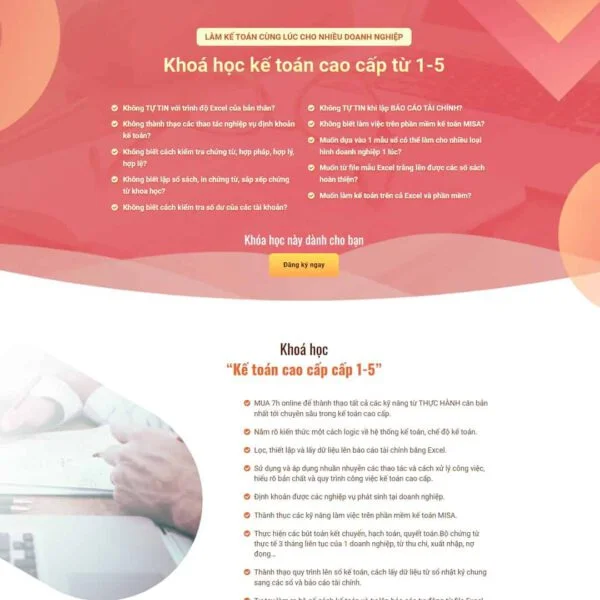 Theme WordPress landing page khóa học kế toán