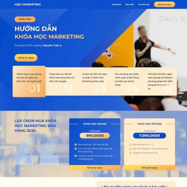 Theme WordPress landing page khóa học Marketing Online