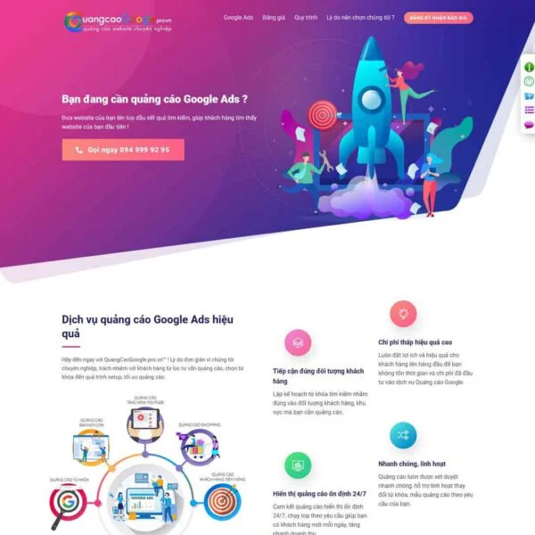 Theme WordPress landing page dịch vụ quảng cáo online