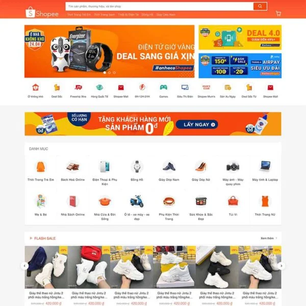 Theme WordPress bán hàng giống Shopee