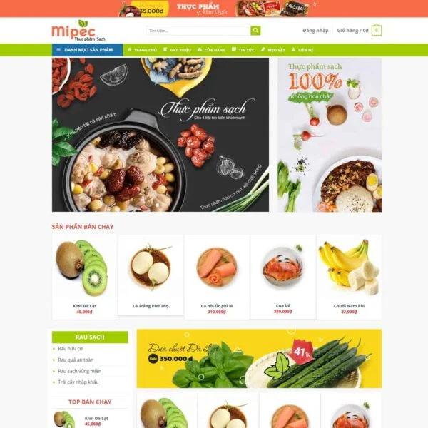 Theme WordPress thực phẩm, rau củ quả