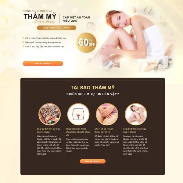 Theme WordPress Landing page triệt lông thẩm mỹ viện